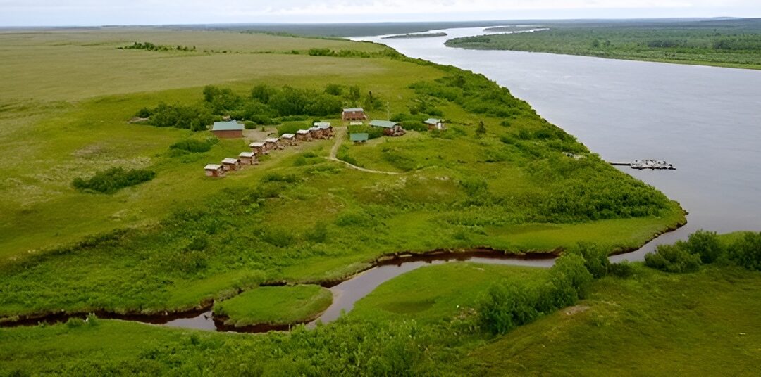 Alaska salmon fishing lodge with cabins